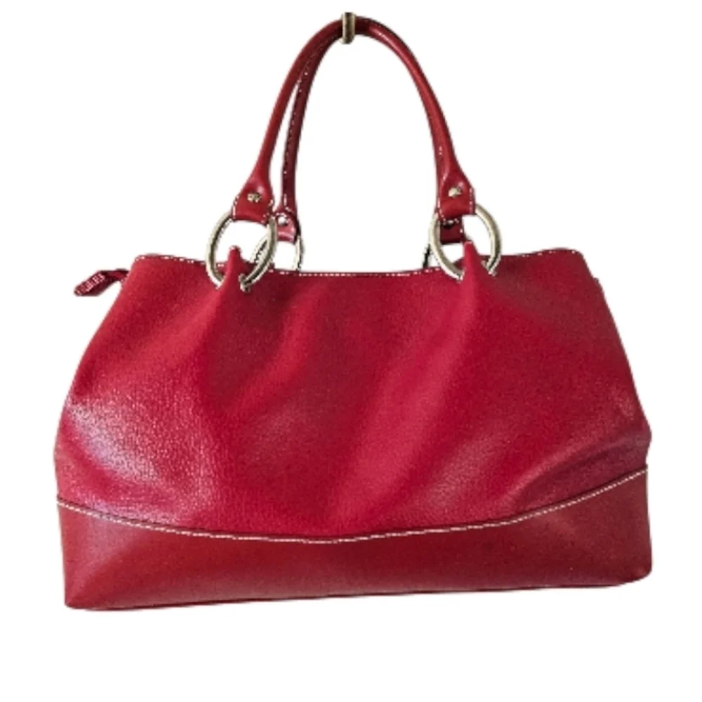 Tommy Hilfiger Red Faux Leather City Slouchy Large Handbag